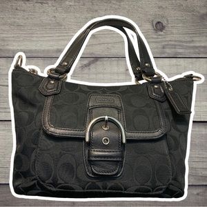 Coach Satchel Tote with Leather Accents and Belted Design
